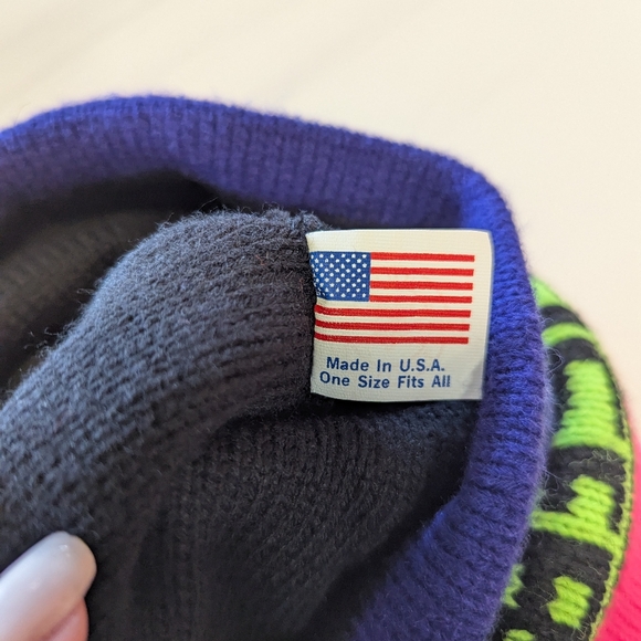 Vintage Y2K Neon Budweiser Beanie Ski Snowboard Knit Hat Made In USA - Picture 8 of 9